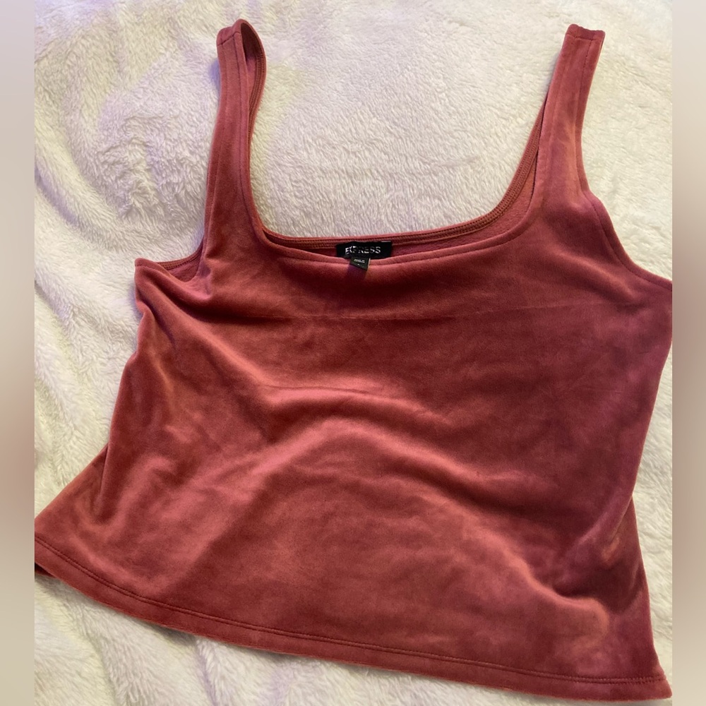 NWOT Express Large Pink Mauve Crushed Velvet Crop Tank Top